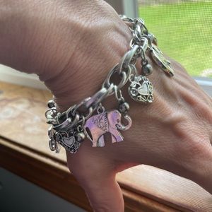 Elephant and hearts charm bracelet
